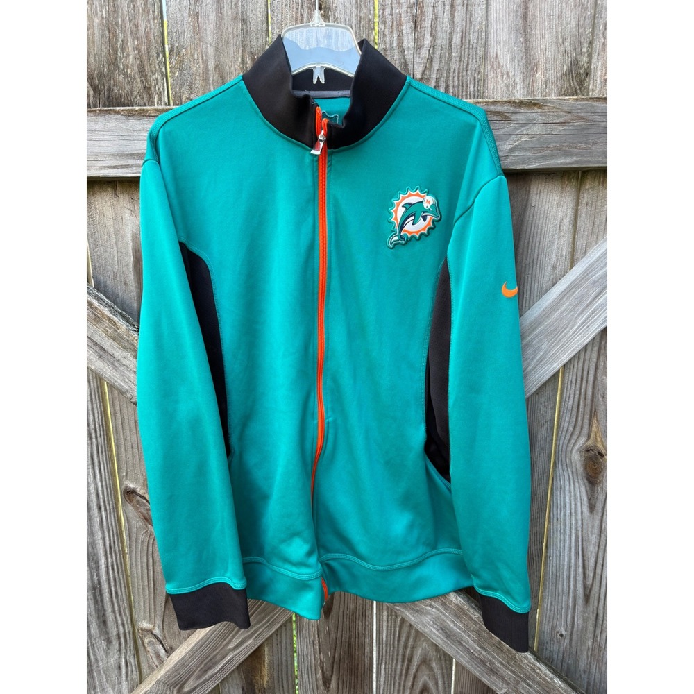 Nike Miami Dolphins NFL Onfield Dri-FIT Full Zip Track Jacket Mens XL Aqua Teal